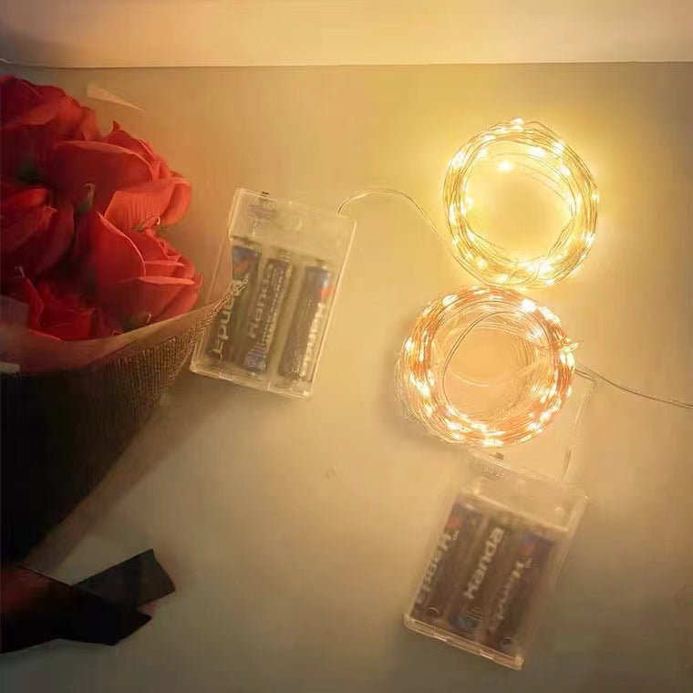 LED battery box copper wire light string flower gift box cake decorative light Christmas scene atmosphere arrangement lanterns