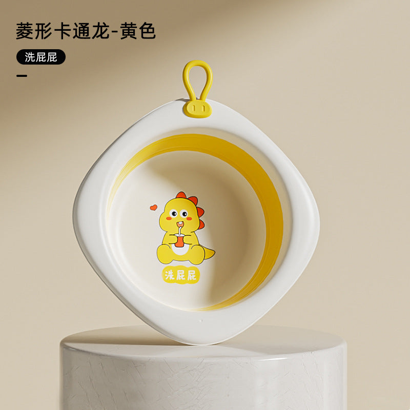 Collapsible kids' wash basin - portable newborn face wash basin - thickened plastic baby basin - household infant wash basin