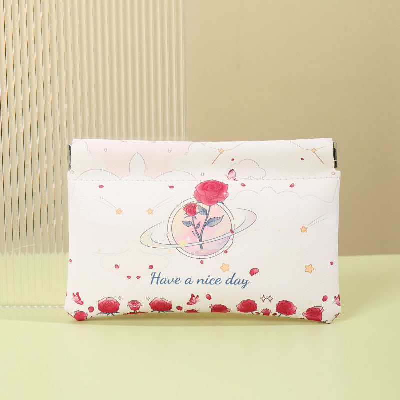 Shrapnel storage bag Automatic closed cosmetic bag Waterproof large-capacity portable storage bag Data cable Storage lipstick