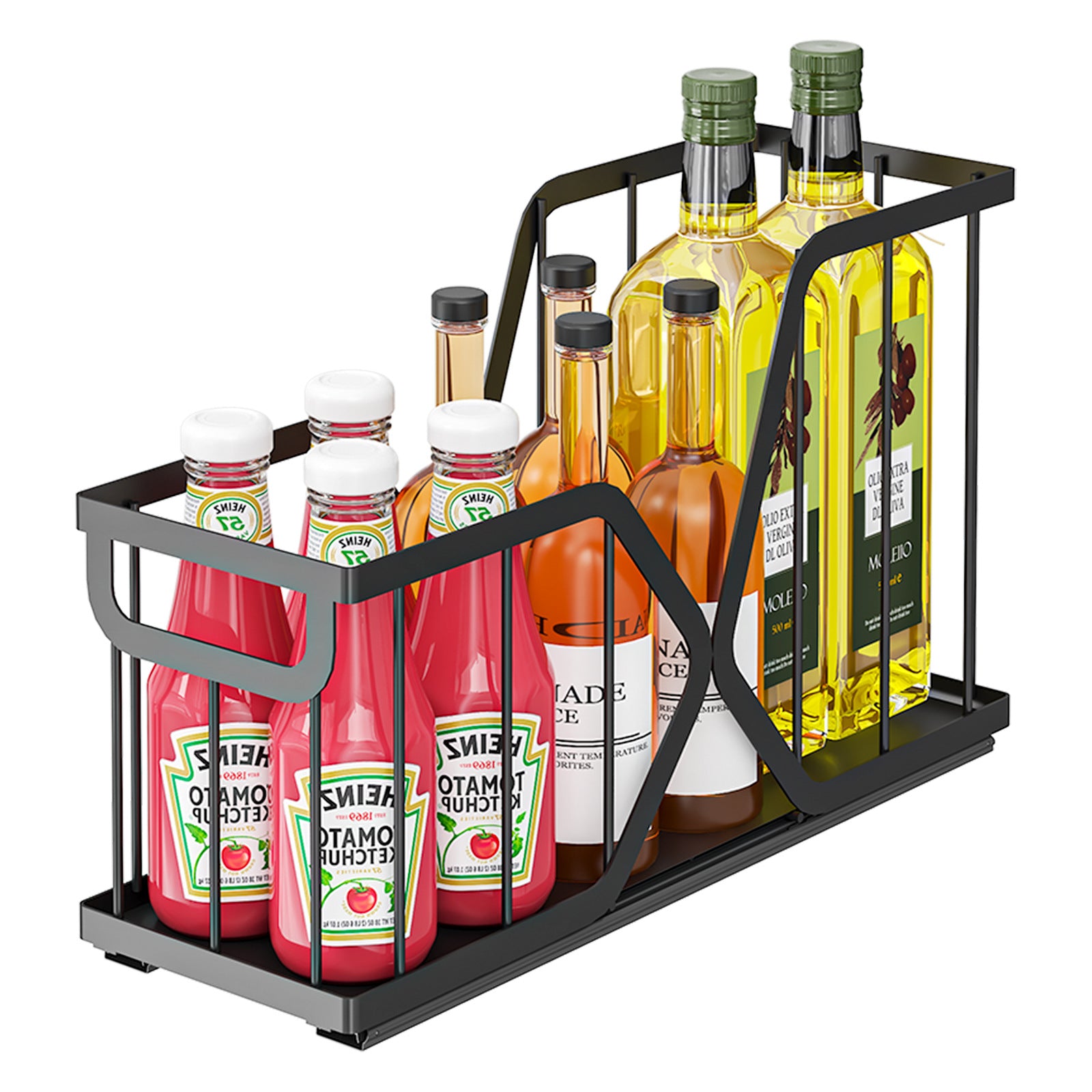 Household Kitchen Pot Storage Box Cabinet Pull Basket Seasoning Storage Drawer Organize Basket Pull Down Sink Shelf