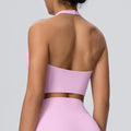 Cloud-feel halter neck backless yoga tank top - all-in-one sports bra with built-in padding, shockproof running fitness bra