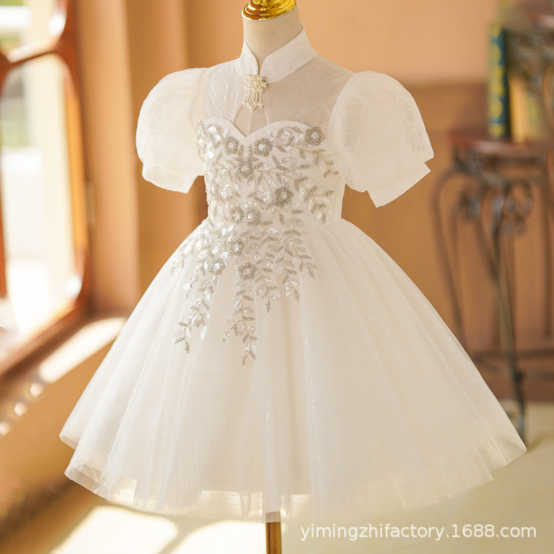 spot hot-selling girl's dress, piano performance, catwalk, children's flower girl princess dress, short style, wholesale