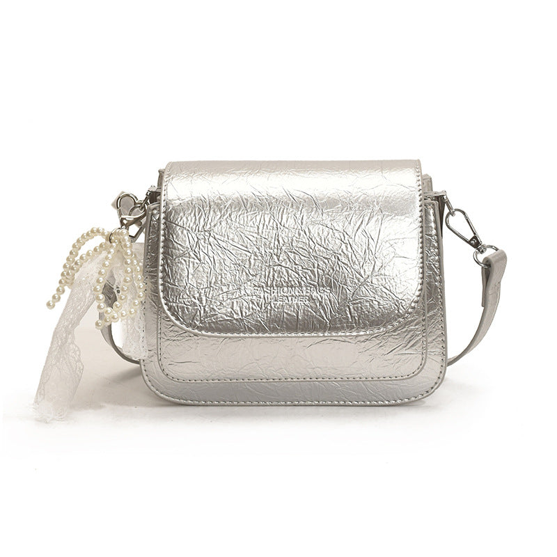 Foreign orders are popular this year, super hot small square bags for women's 2025 new high-end pleated shoulder bags, casual messenger bags.