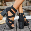 summer new arrival: women's plus-size high-heeled sandals for cross-border e-commerce. wholesale available. dropshipping to  and . (price difference: $0.67)