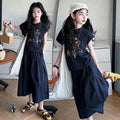 Girls' summer outfit set : new stylish summer two-piece set for older girls and children - cropped wide-leg pants