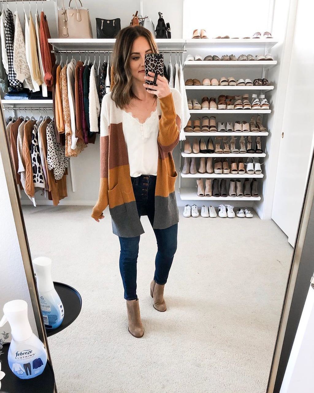 Spot! MY055 striped sweater bag multi-color cardigan color matching jacket top