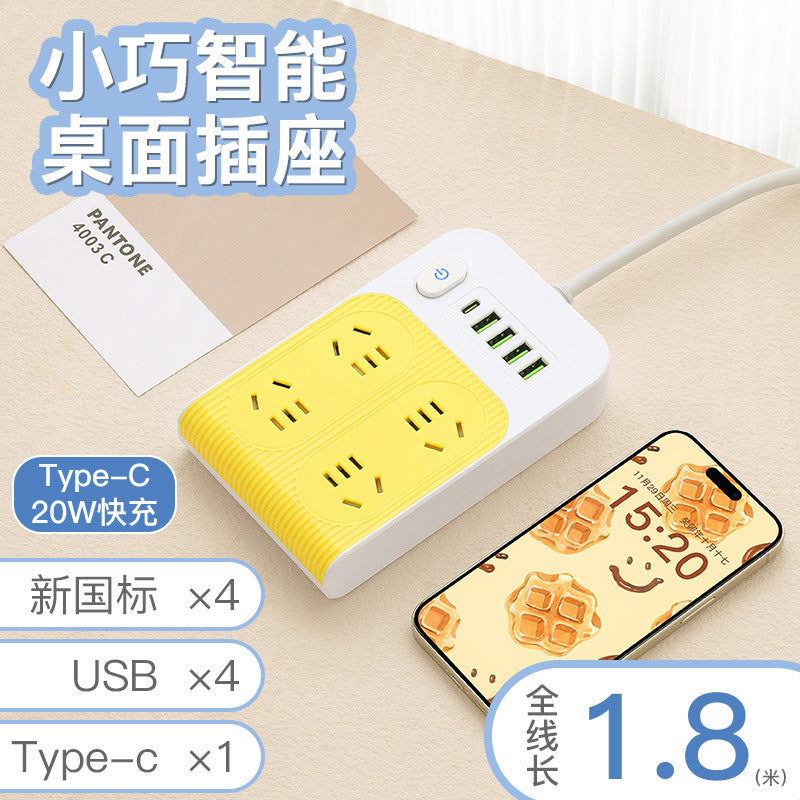 Multi-functional creative power strip with usb ports - dorm room student power strip with multiple outlets and cord