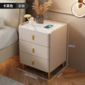 Solid wood smart light luxury bedside table - modern, high-end, home bedroom, minimalist, multifunctional, wireless charging & storage