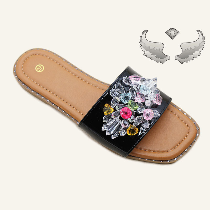 圭亚那外贸直销女鞋夏季新款时尚外穿平底一字拖Ladies slippers