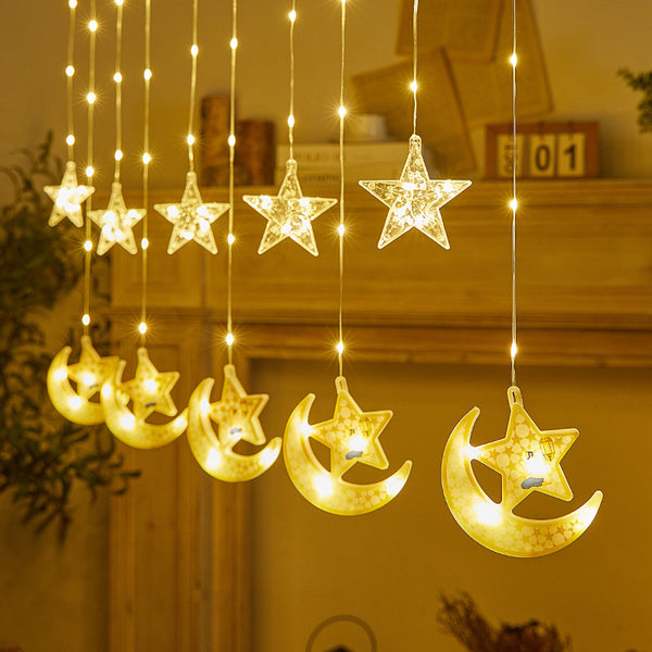 LED light string, star and moon curtain light, new product ins network, red light atmosphere, room decoration, festival lights, manufacturers wholesale