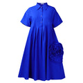 D3338 cross-border supply, export fashion, european and american clothing,  short-sleeved solid color a-line skirt, african shirt dress