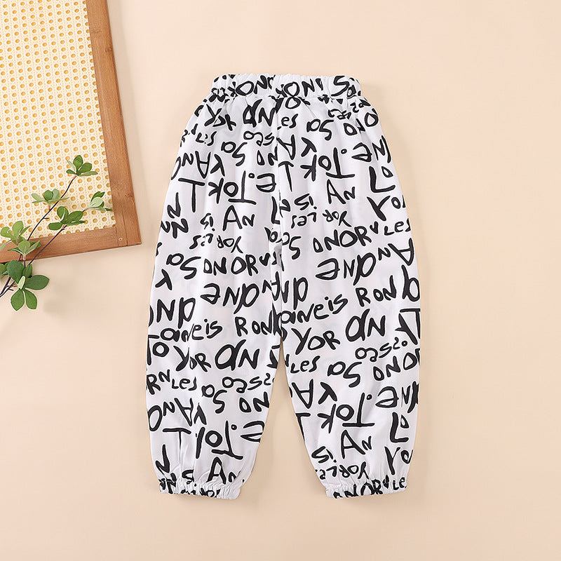 Pantssummer thin summer clothes big kids girls loose style ice silk bloomers summer kids anti-mosquito pants