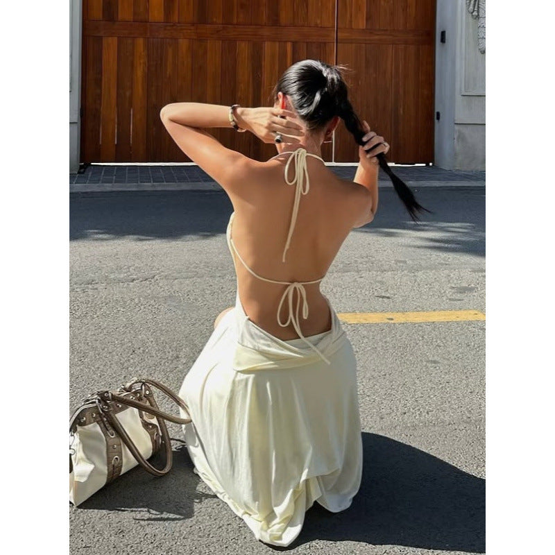 European and american women's clothing  summer new sexy street style halter neck cutout top and asymmetrical midi skirt set