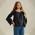 fashion renaissance shirt off-shoulder bell sleeves rufflescasualloose one-shoulder tops