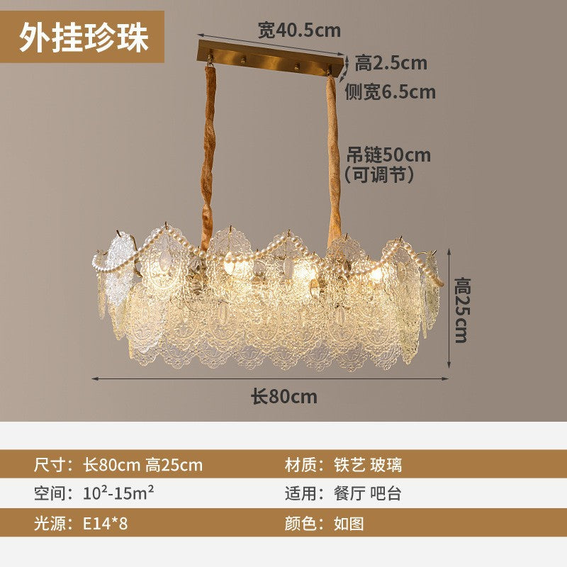 French retro court chandelier American light luxury crystal living room lighting designer pearl glass bedroom lighting