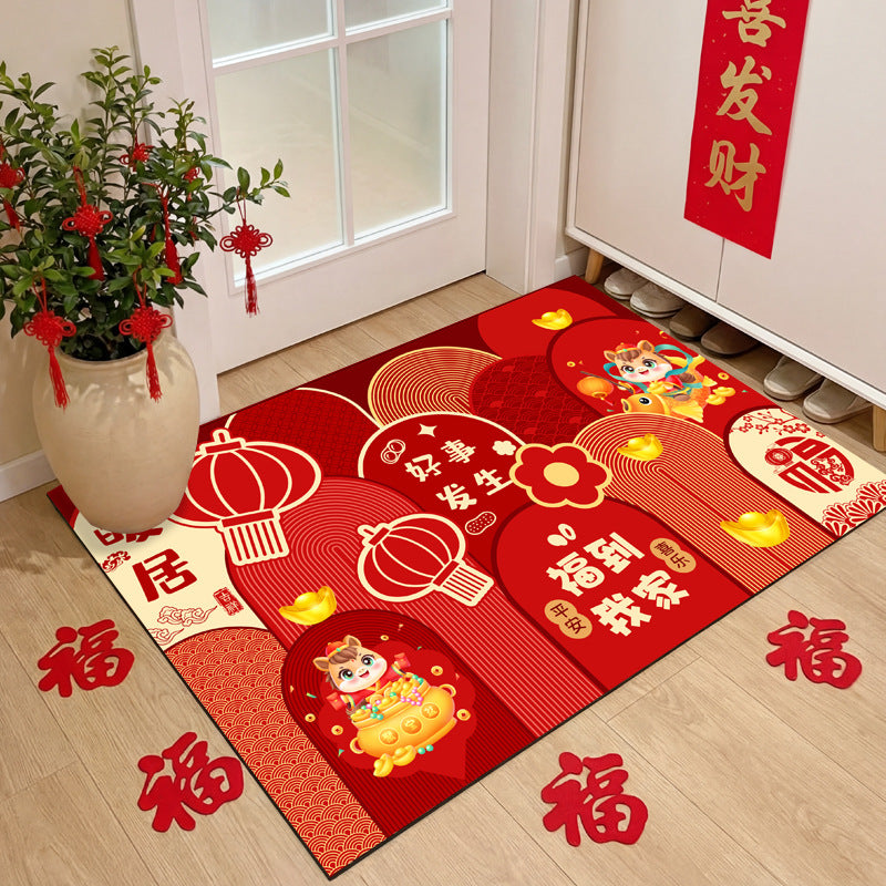 Entrance door floor mat, door mat, red door mat, new house, housewarming, new arrival, soft suede door carpet