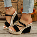 plus size cross-border elegance wedge shoes candy color suede elegance women's thick sole heels ankle strap breathable suede
