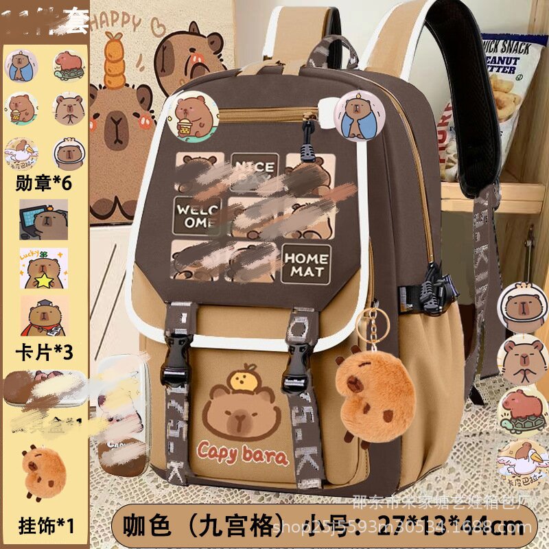 Primary school students' new Kapibara schoolbag boys and girls lightweight cartoon capybara large-capacity spine protection children's backpack