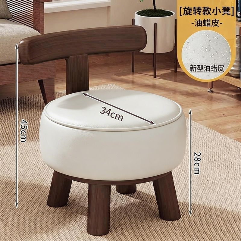 Backrest entry shoe changing stool living room low stool for home shoe changing stool can be rotated durable new chinoiserie solid wood shoe changing stool