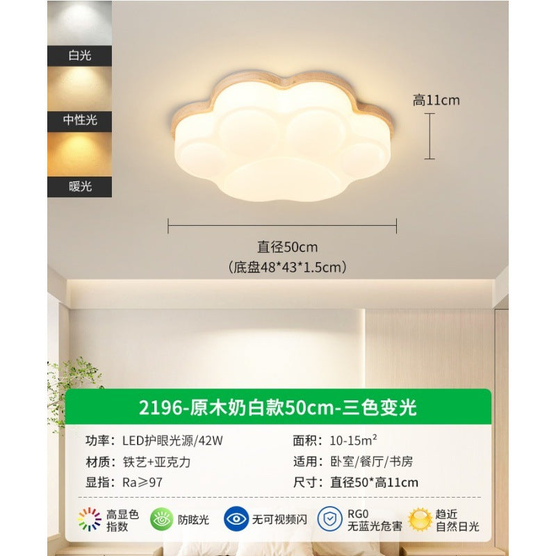 Cream Wind Bedroom Light LED Ceiling Light Room Main Light Modern Minimalist Cat's Claw Children's Room Lighting E