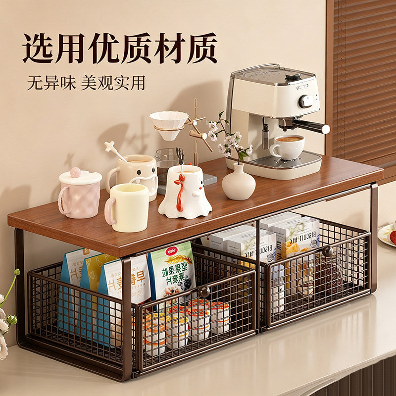 Desktop storage rack cup holder cup storage handy gadget drawer dining table side counter snack multi-layer tea bag tea cup
