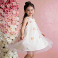 【kids】girls' summer dress - 3d floral mesh princess dress - baby birthday party super fairy gown