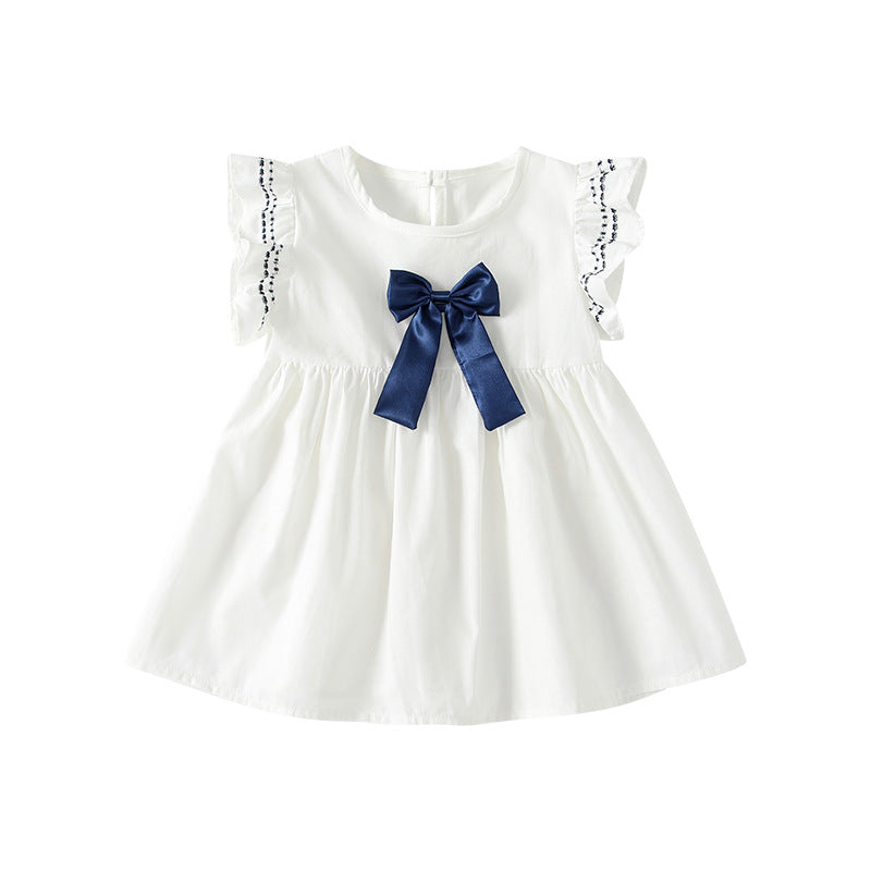 Girls' summer dress - new  collection - fashionable bow detail - korean style - elegant summer dress for little girls