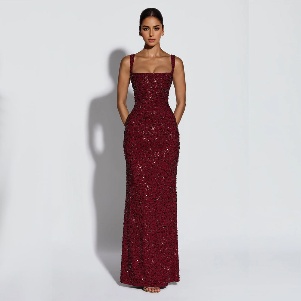 C7633 cross-border   fashion women's sexy camisole bodycon dress with tie waist and hip-hugging design