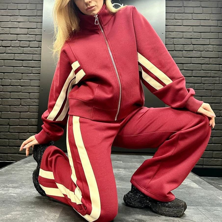 fashion color block two-piece set for women: autumn casual activewear collection - perfect for us & european cross-border e-commerce (, )