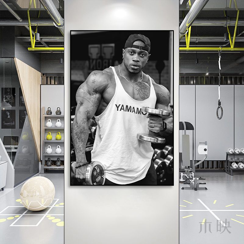Gym wall decoration painting Brandon Hendrickson boxing gym fighting muscle man hanging painting bodybuilding personal trainer