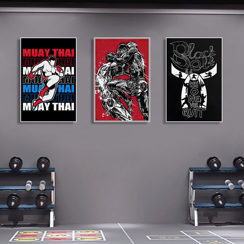 Boxing gym poster decorative painting Muay Thai Sanda fighting fighting fitness club hanging painting ring inspirational mural