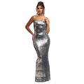 C7332 cross-border new european and american  party evening dress sequin suspender dress foreign trade women's long dress