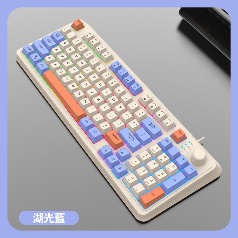 Dazzling silver fox k82 gaming wired keyboard - tri-color backlit, mechanical feel, desktop pc accessory, cross-border private mold