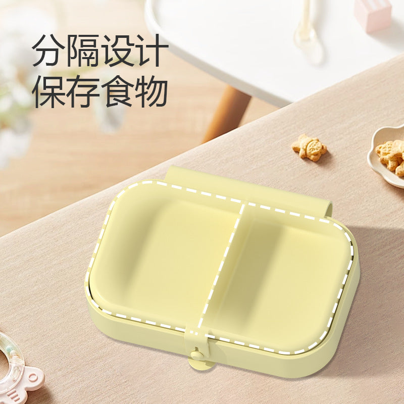 Large-capacity silicone grid lunch box Student lunch bento box with suction cup Portable dinner plate lunch box Sealed fresh-keeping box