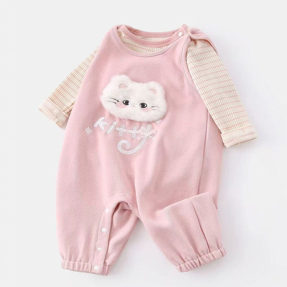 Spring overalls for young babies: stylish spring outfit set for one-year-old girls - trendy pants and spring apparel for infants and toddlers