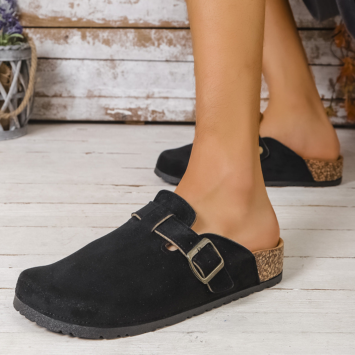 Cross-border Kenbo Bantao men's 2025 summer new cork-soled bag head cool tray shoes women wear lazy flat-soled single shoes