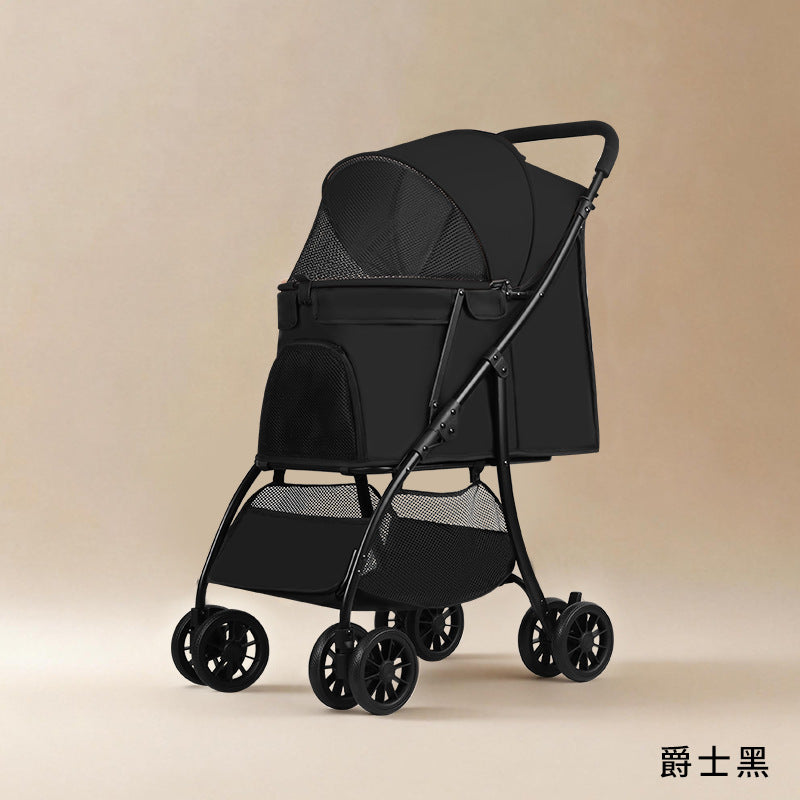 Pet stroller - lightweight & foldable for small to medium dogs & cats - one-click fold, large capacity