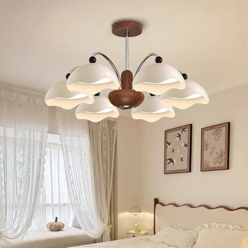 Medieval style eggshell main light American simple retro high-end walnut color bedroom study lighting living room chandelier