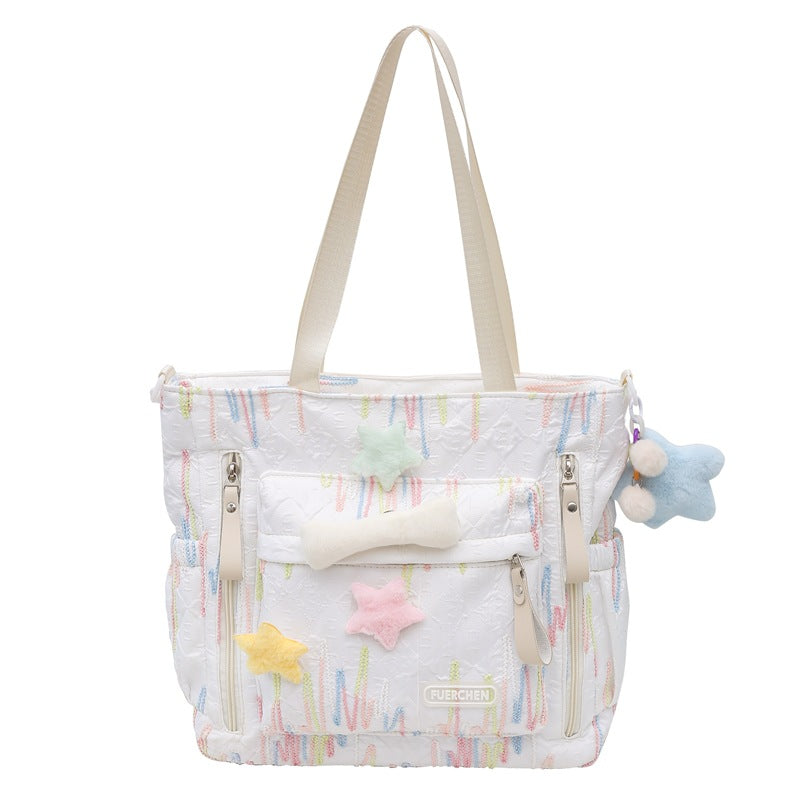 High value ins style cute student class bag female tutoring bag, large capacity junior high school student messenger bag shoulder bag