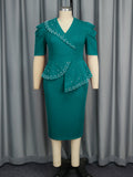 Am041035new arrivalexport beading rufflesdress cross-border party elegant hip skirt dresses