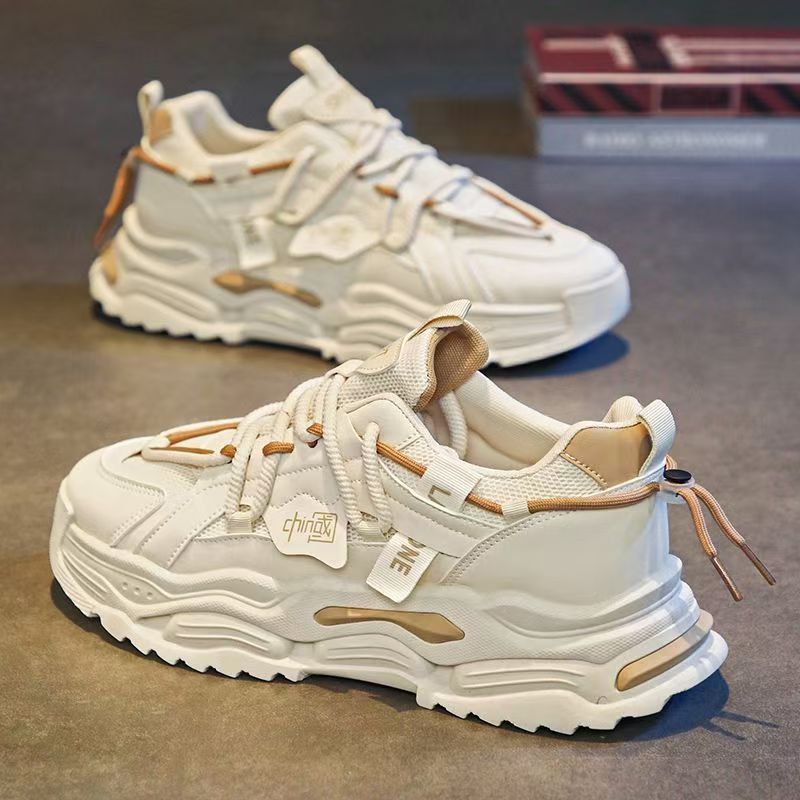 Men's shoes 2025 hot new styles: odor-resistant spring height-increasing men's athletic mesh thick-soled casual running dad shoes - trendy footwear