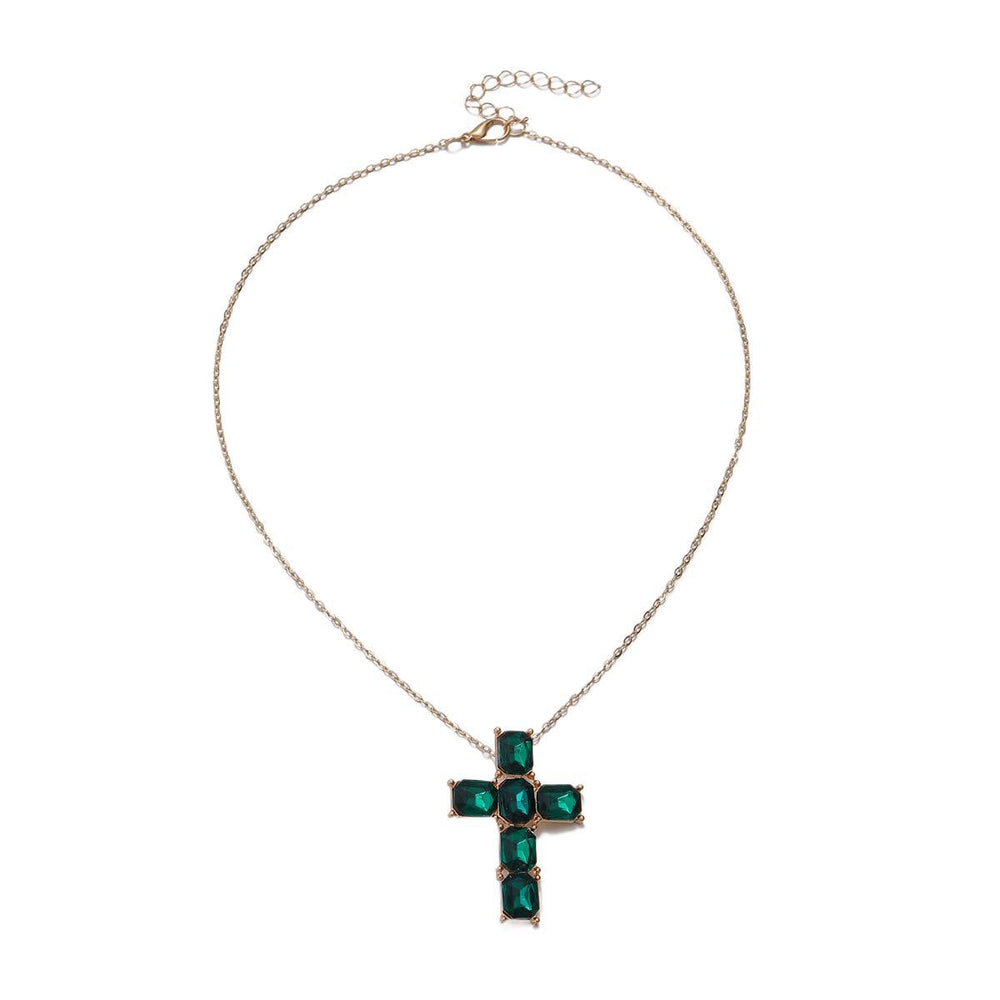 Wholesale cross necklaces: european and american retro minimalist diamond-studded pendant choker - trendy, high-end, and influencer-approved jewelry