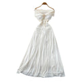French riviera style off-the-shoulder white a-line dress - sleeveless, slim-fit, and elegant summer maxi dress for women