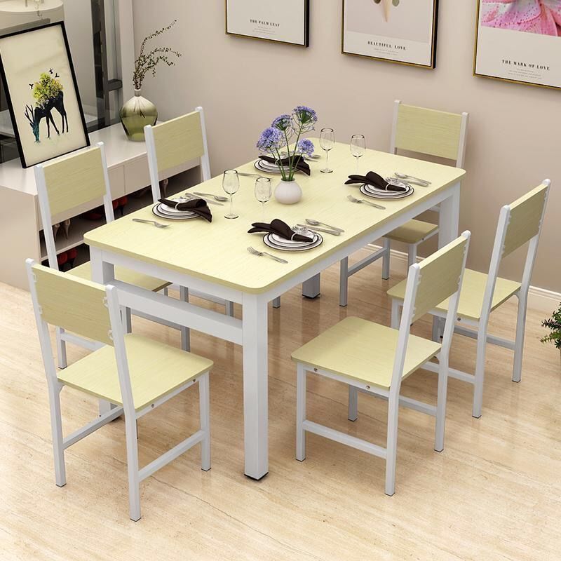 Fast food restaurant rectangular table and chair set, modern minimalist dining table, 4-6 person snack shop breakfast restaurant table