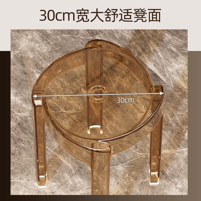 Acrylic plastic stool can be stacked household thickened modern simple stacked transparent chair windmill round rubber bench