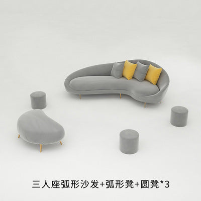 Nordic sales office reception curved double sofa office clothing store rest area furniture coffee table set