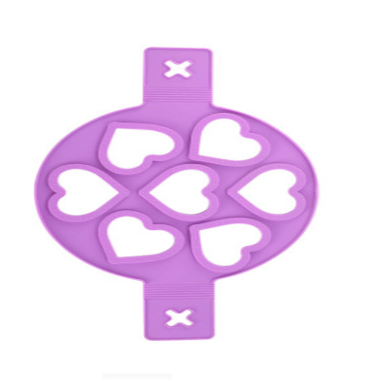 Silicone 7-cavity pancake mold - round, heart, star shaped egg ring - 7-piece diy baking mold set