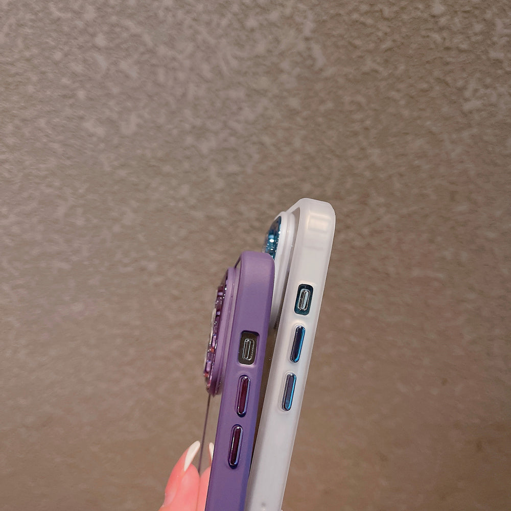 Suitable for iphone16pro electroplated glitter lens film mobile phone case wholesale apple 15 transparent acrylic protection