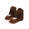Summer rivet boots new arrivalgirl one strap roman shoes semya style tassel high slope heel kids sandals