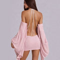 european and american hot girl style women's sexy dress - high-quality halter neck, high-end nightclub backless mini skirt